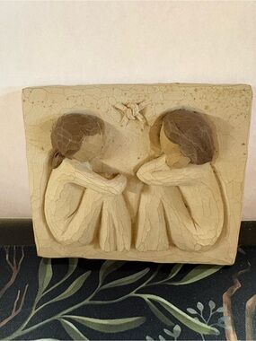 Willow Tree Beige and Brown Seated Pair Wall Sculpture